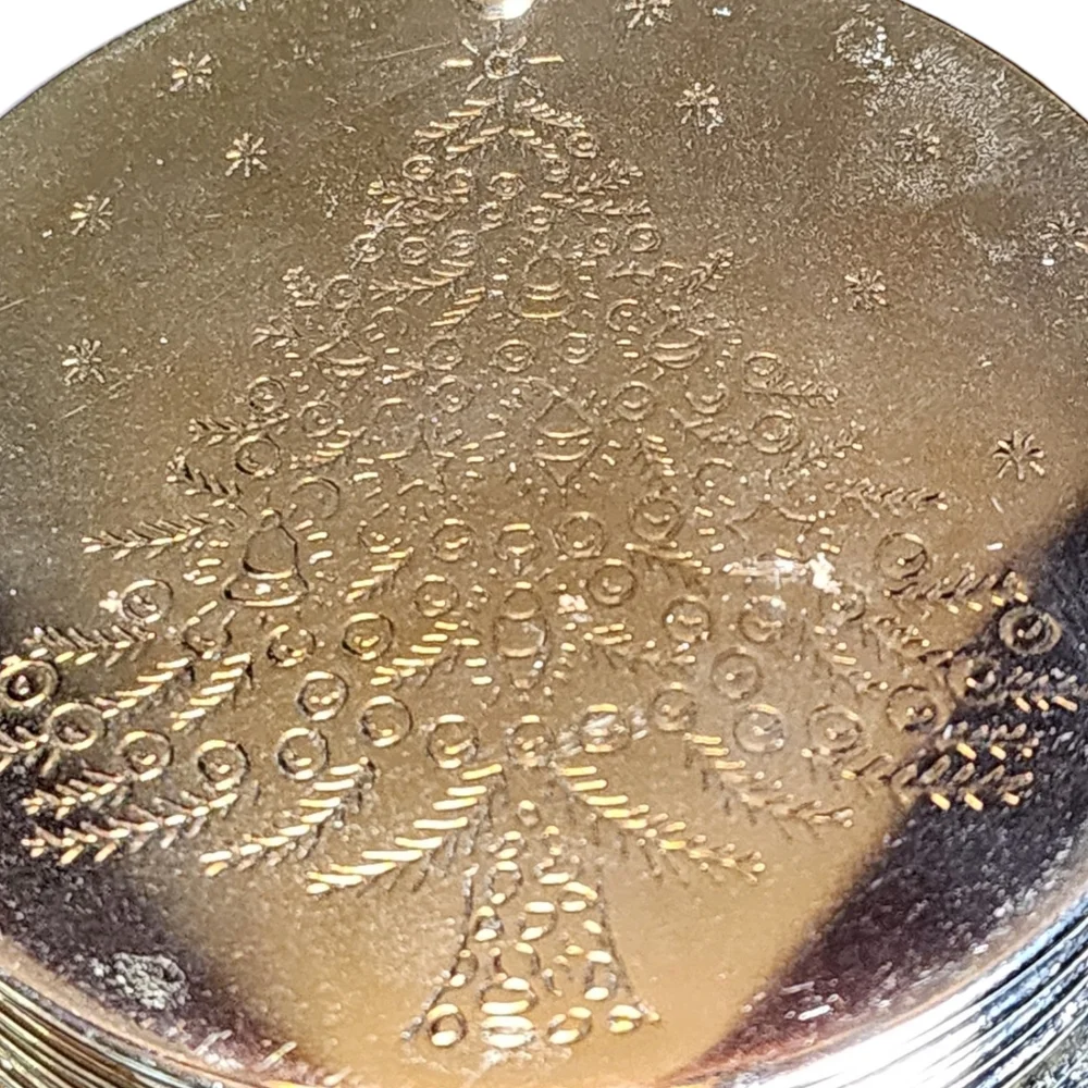 Vintage Silver Plated Holiday Christmas Tree 4 Coaster with Holder‎ Coaster Set